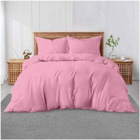 GC GAVENO CAVAILIA Plain Dyed Duvet Cover Double Polycotton Solid Bedding Set Breathable & Lightweight Duvet Cover Bed Set Pink