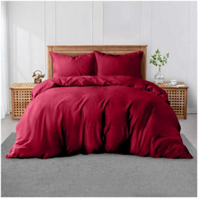GC GAVENO CAVAILIA Plain Dyed Duvet Cover Double Polycotton Solid Bedding Set Breathable & Lightweight Duvet Cover Bed Set Red