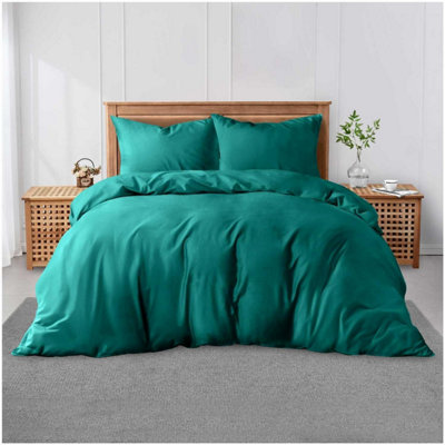 GC GAVENO CAVAILIA Plain Dyed Duvet Cover Double Polycotton Solid Bedding Set Breathable & Lightweight Duvet Cover Bed Set Teal