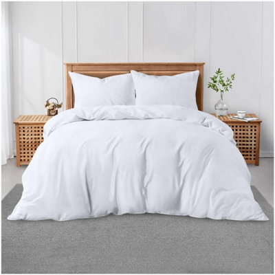 GC GAVENO CAVAILIA Plain Dyed Duvet Cover Double Polycotton Solid Bedding Set Breathable & Lightweight Duvet Cover Bed Set White