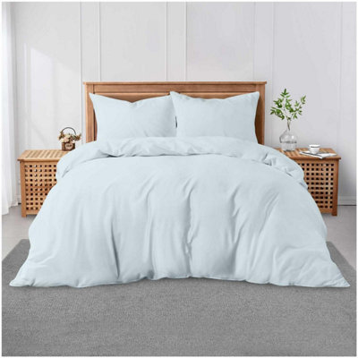 GC GAVENO CAVAILIA Plain Dyed Duvet Cover Double Polycotton Solid Bedding Set Breathable Lightweight Duvet Cover Set Sky Blue