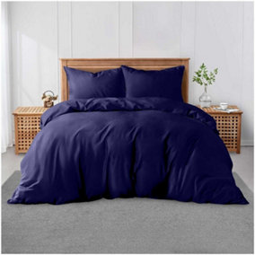 GC GAVENO CAVAILIA Plain Dyed Duvet Cover King Polycotton Solid Bedding Set Breathable & Lightweight Duvet Cover Bed Set Navy