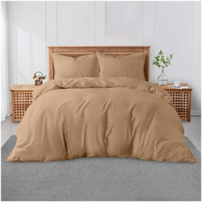 GC GAVENO CAVAILIA Plain Dyed Duvet Cover Single Polycotton Solid Bedding Set Breathable & Lightweight Duvet Cover Bed Set Natural