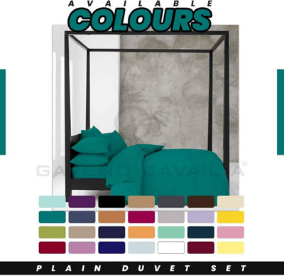 GC GAVENO CAVAILIA Plain Dyed Duvet Cover Single Polycotton Solid Bedding Set Breathable & Lightweight Duvet Cover Bed Set Teal