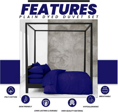 GC GAVENO CAVAILIA Plain Dyed Duvet Cover super King Polycotton Solid Bedding Set Breathable Lightweight Duvet Cover Bed Set Blue