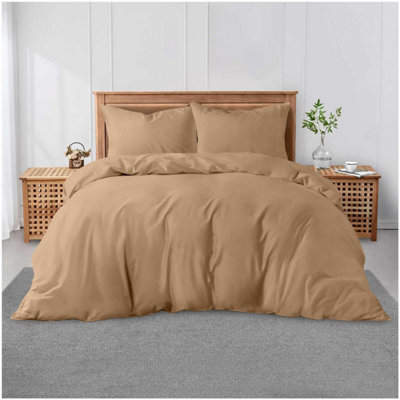 GC GAVENO CAVAILIA Plain Dyed Duvet Cover super King Polycotton Solid Bedding Set Breathable Lightweight Duvet Cover Set Natural