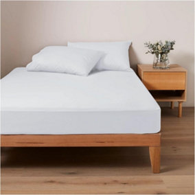 GC GAVENO CAVAILIA Plain Dyed Fitted Bedsheet Double White Super Soft & Comfy Non Iron Fitted Sheet