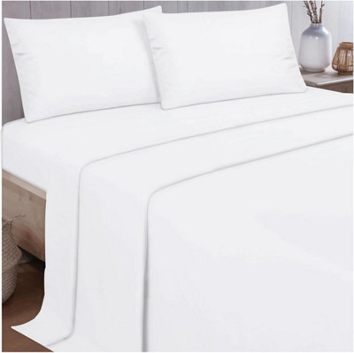 GC GAVENO CAVAILIA Plain King Bed Flannelette Sheet Set White Thermal Soft Sheets Full Set - Fitted Sheet +Flat Sheet +Pillowcase