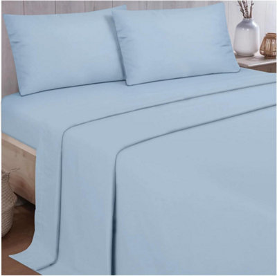 GC GAVENO CAVAILIA Plain Single Bed Flannelette Sheet Set Blue Thermal Soft Sheets Full Set - Fitted Sheet +Flat Sheet +Pillowcase