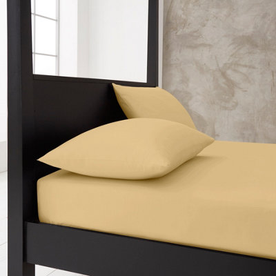 GC Gaveno Cavailia premium super soft Percale fitted sheet double Natural