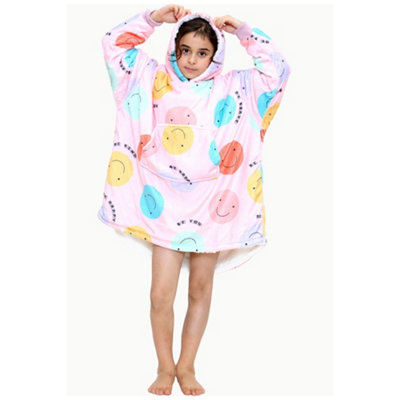 GC GAVENO CAVAILIA Printed Kids Bee Happy Pink Blanket Hoodie Warm & Cosy Sherpa Wearable Blanket Hoodie Unisex