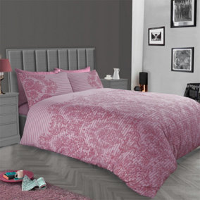 GC GAVENO CAVAILIA Royal damask duvet cover bedding set blush pink double 3PC with reversible damask printed quilt cover