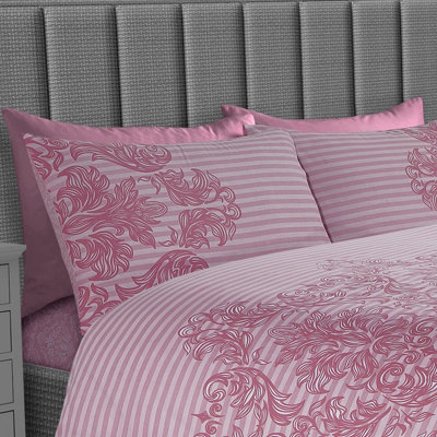 GC GAVENO CAVAILIA Royal damask duvet cover bedding set blush pink single 2PC with reversible damask printed quilt cover
