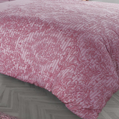 GC GAVENO CAVAILIA Royal damask duvet cover bedding set blush pink single 2PC with reversible damask printed quilt cover