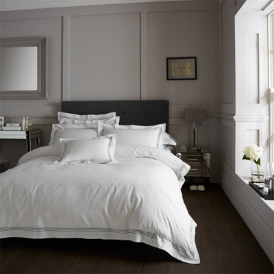 GC GAVENO CAVAILIA Sheer Elegance Duvet Cover Bedding Set Single 2PC White/Charcoal With Matching Pillowcases