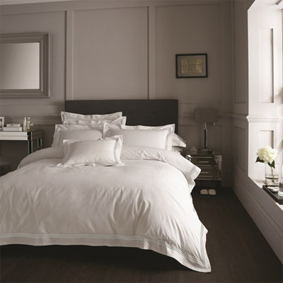 GC GAVENO CAVAILIA Sheer Elegance Duvet Cover Bedding Set Single 2PC White/Grey With Matching Pillowcases