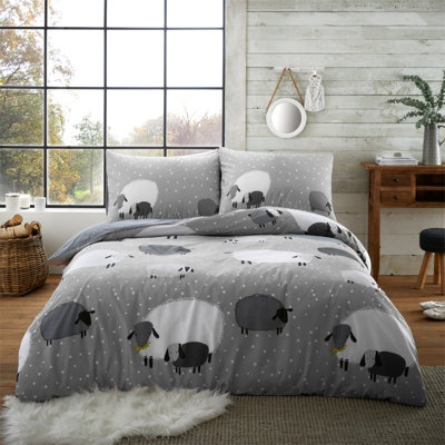 GC GAVENO CAVAILIA Shepherd's comfort duvet cover bedding set grey double 3PC with sheeps printed quilt cover