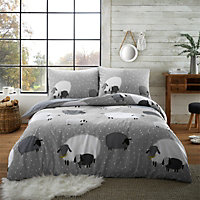 GC GAVENO CAVAILIA Shepherd's comfort duvet cover bedding set grey single 2PC with sheeps printed quilt cover