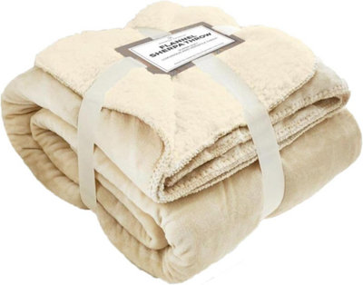 GC GAVENO CAVAILIA Sherpa Snug Blanket 150x200 Cream ,Reversible Lightweight Throw Extra Large Plush Double Bed Travel Blanket