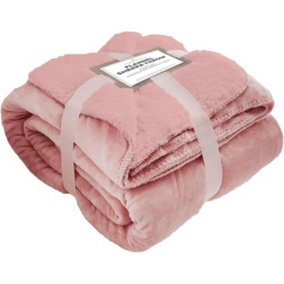 GC GAVENO CAVAILIA Sherpa Snug Blanket 150x200 Pink ,Reversible Lightweight Throw Extra Large Plush Double Bed Travel Blanket
