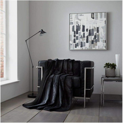 GC GAVENO CAVAILIA Sherpa Snug Blanket 200x240 Black ,Soft Thermal Warm Cosy Throw Blanket For Sofas Large Bed & Settee