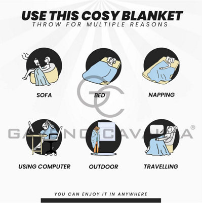 GC GAVENO CAVAILIA Sherpa Snug Blanket 200x240 Black ,Soft Thermal Warm Cosy Throw Blanket For Sofas Large Bed & Settee