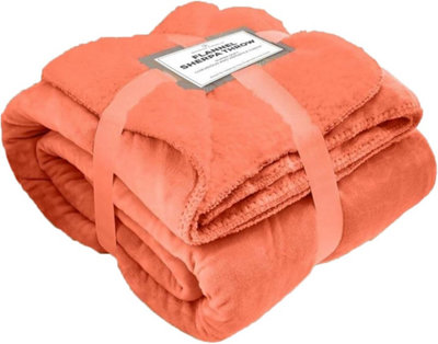 GC GAVENO CAVAILIA Sherpa Snug Blanket 200x240 Coral ,Soft Thermal Warm Cosy Throw Blanket For Sofas Large Bed & Settee