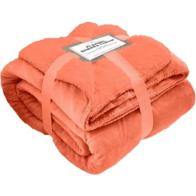 GC GAVENO CAVAILIA Sherpa Snug Blanket 200x240 Coral ,Soft Thermal Warm Cosy Throw Blanket For Sofas Large Bed & Settee