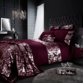 GC GAVENO CAVAILIA Shimmering Elegance Duvet cover bedding set burgundy king 3PC with glitter pillowcase and quilt cover