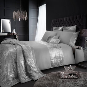 GC GAVENO CAVAILIA Shimmering Elegance Duvet cover bedding set grey super king 3PC with embriodery glitter quilt cover