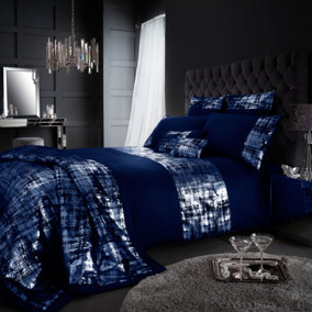 GC GAVENO CAVAILIA Shimmering Elegance Duvet cover bedding set navy double 3PC with embriodery glitter pillowcase and quilt cover