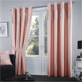 GC GAVENO CAVAILIA Shiny Stripe Aura Curtains 66x72 Pink For Living Room Ring Top Window Panels With Matching Tie Backs