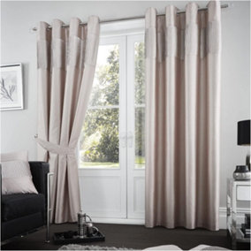 GC GAVENO CAVAILIA Shiny Stripe Aura Curtains 90x90 Champagne For Living Room Ring Top Window Panels With Matching Tie Backs
