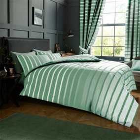 GC GAVENO CAVAILIA striped duvet cover bedding set duck egg double 3PC linen bedding set