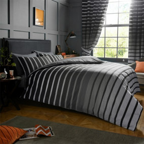 GC GAVENO CAVAILIA striped duvet cover bedding set grey king 3PC linen bedding set