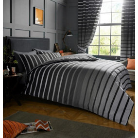 GC GAVENO CAVAILIA striped duvet cover bedding set grey single 2PC linen bedding set.