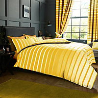 GC GAVENO CAVAILIA striped duvet cover bedding set ochre double 3PC linen bedding set
