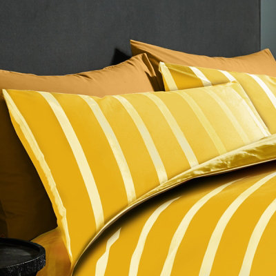 GC GAVENO CAVAILIA striped duvet cover bedding set ochre single 2PC linen bedding set