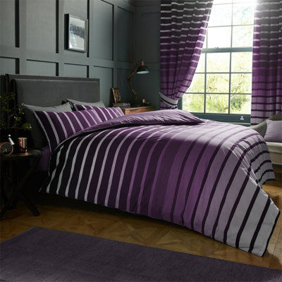 GC GAVENO CAVAILIA striped duvet cover bedding set purple single 2PC linen bedding set