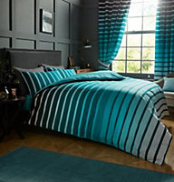 GC GAVENO CAVAILIA striped duvet cover bedding set teal single 2PC linen bedding set