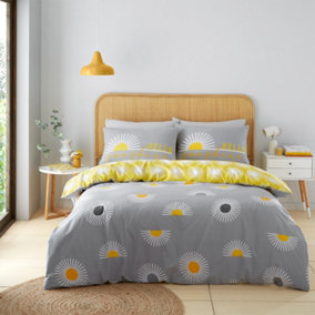 GC GAVENO CAVAILIA Sunburst Bliss duvet cover bedding set grey double 3PC with sunshine printed quilt cover