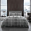 GC GAVENO CAVAILIA swiss cheked duvet cover bedding set grey super king 3PC with reversible checkered print quilt cover