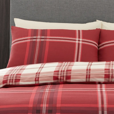 GC GAVENO CAVAILIA swiss cheked duvet cover bedding set red single 2PC with reversible checkered print quilt cover
