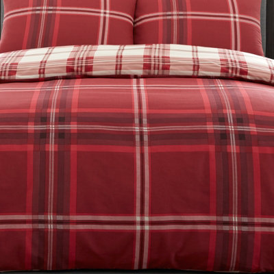GC GAVENO CAVAILIA swiss cheked duvet cover bedding set red single 2PC with reversible checkered print quilt cover