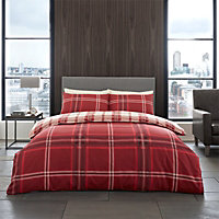 GC GAVENO CAVAILIA swiss cheked duvet cover bedding set red super king 3PC with reversible checkered print quilt cover