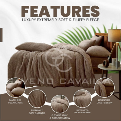 GC GAVENO CAVAILIA Teddy Bear Fleece Single Mink Duvet Set With Matching Pillowcase Fluffy Warm & Cosy Super Soft Bedding set