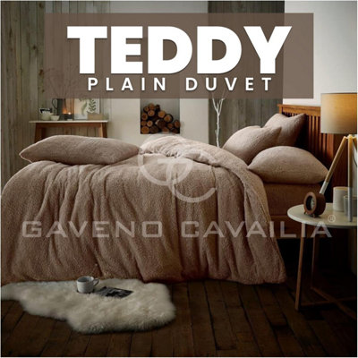 GC GAVENO CAVAILIA Teddy Bear Fleece Single Mink Duvet Set With Matching Pillowcase Fluffy Warm & Cosy Super Soft Bedding set