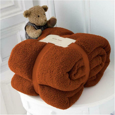 GC GAVENO CAVAILIA Teddy Bear Orange Light Weight Sherpa Fleece Fluffy Faux Fur Sofa Throw Super Soft Warm Cosy King Bed Blanket DIY at B Q