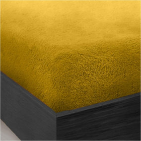 GC GAVENO CAVAILIA Teddy Bear Plain Fitted Sheet King Ochre Fleece Thermal Warm Super Soft & Warm Fluffy Fitted Bed sheet