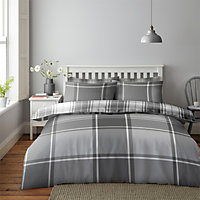 GC GAVENO CAVAILIA Timeless Tartan duvet cover bedding set grey king 3PC with checked design printed quilt cover